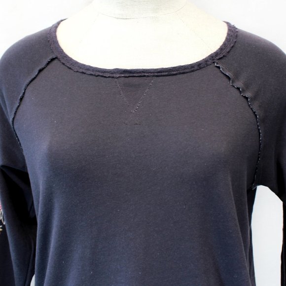 Knox Rose Coal Gray Boho Floral Embroidered Pullover Sweatshirt XL - Picture 5 of 10